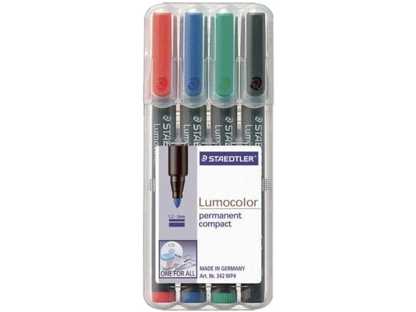 STAEDTLER Lumocolor 318 - Markør - permanent - svart - 0.6 mm - fin (en pakke 4)