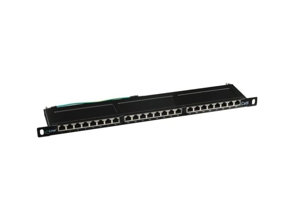 InLine 76224B, Cat6, Musta, Telinekiinnitys, 0.5U