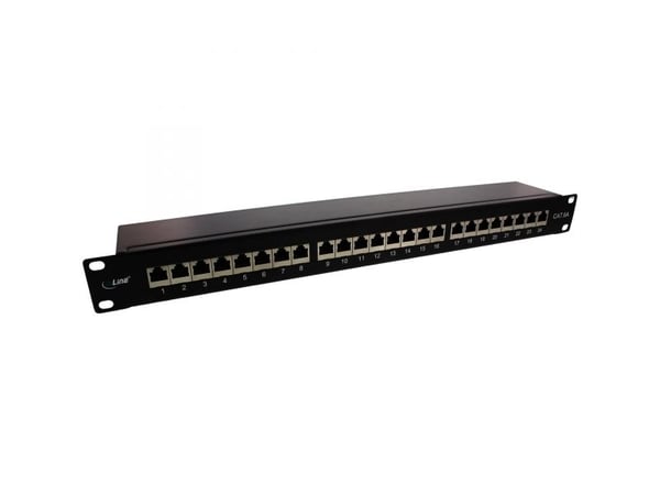 InLine 76824S, RJ45, Cat6a, Musta, Telinekiinnitys, 1U
