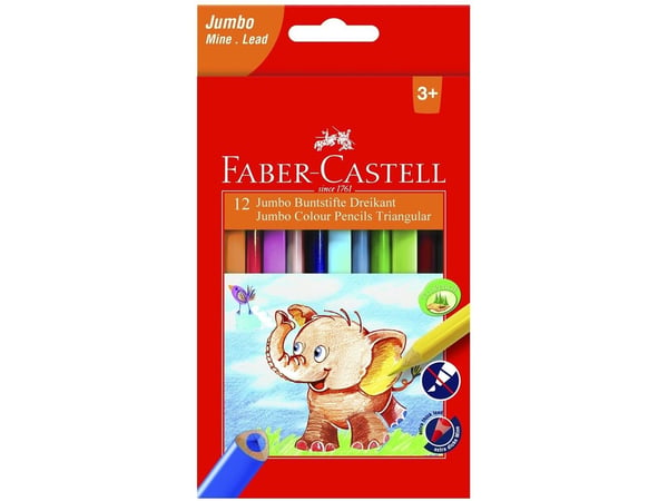 Faber-Castell Jumbo - Fargeblyant - assorterte skinnende farger - 5.4 mm - ekstra tykk (en pakke 12)