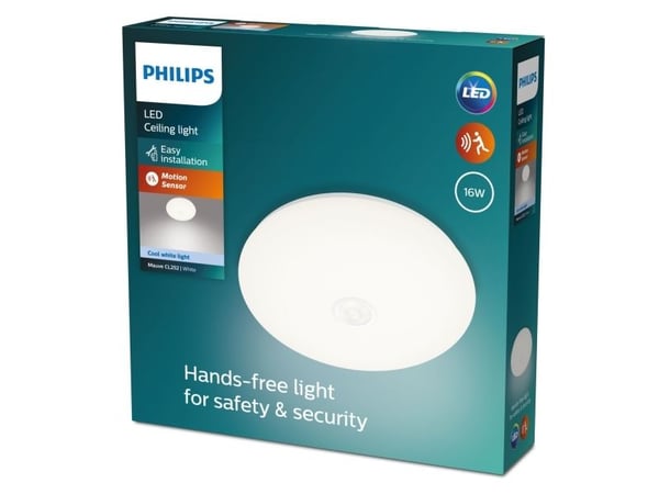 Philips Funksjonell Mauve-taklampe, 16 W, LED, Ikke-utskiftbare pærer, 4000 K, 1900 lm, IP20, Hvit