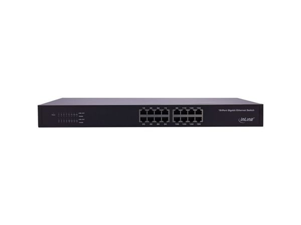 InLine Gigabit-verkkokytkin 16-porttinen, 1GBit/s, 19\ 1U, tuulettimeton ( 32311O )"