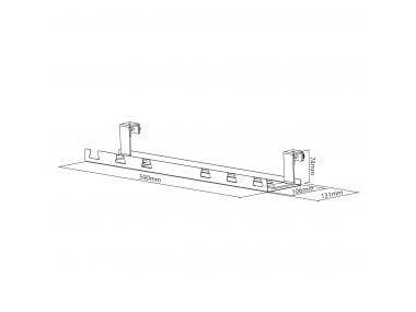 InLine 23198G kaapelihylly/hylly pöydän alle asennettavaksi - Harmaa - PxLxK: 590x131x74mm