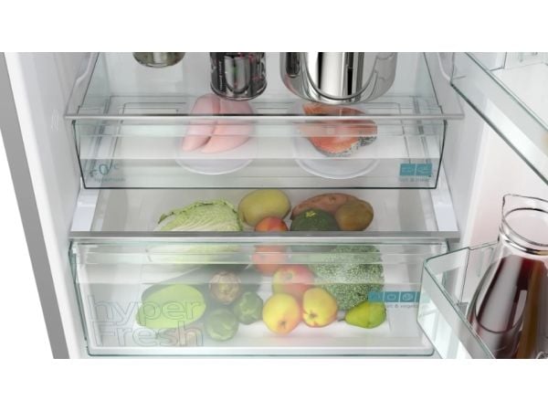 Siemens iQ300 KG49NXIBF - Kjøleskap/fryser - bunnfryser - bredde: 70 cm - dybde: 66.7 cm - høyde: 203 cm - 440 liter - Klasse B - rustfritt stål
