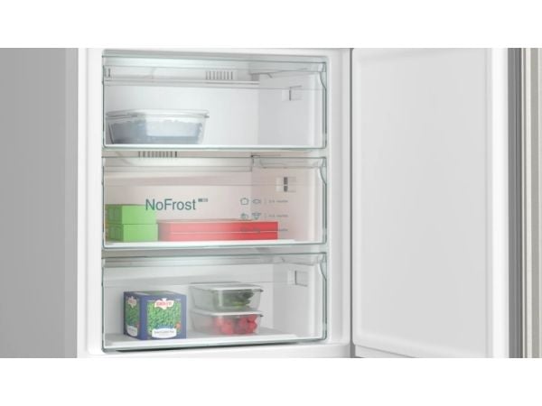 Siemens iQ300 KG49NXIBF - Kjøleskap/fryser - bunnfryser - bredde: 70 cm - dybde: 66.7 cm - høyde: 203 cm - 440 liter - Klasse B - rustfritt stål