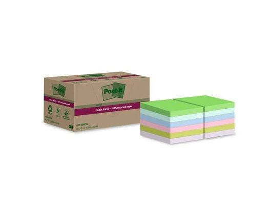 Post-It 7100284780, firkant, Blå, Grønn, Rosa, Lilla, Gult, Papir, 100%, 46,7 mm, 46,7 mm