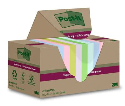 Post-It 7100284780, firkant, Blå, Grønn, Rosa, Lilla, Gult, Papir, 100%, 46,7 mm, 46,7 mm