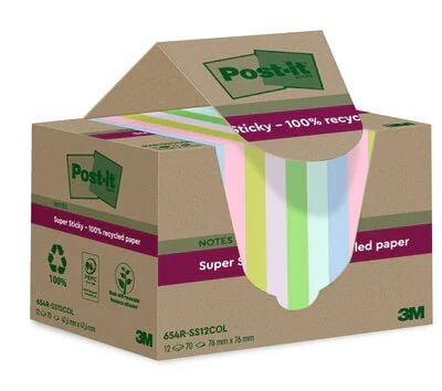 3M tarralappu Super Sticky Recycling 654 RSS12COL fb 12 kpl ( 654 RSS12COL )