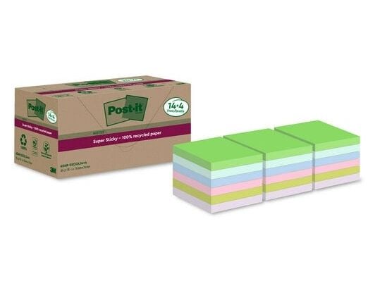 Post-It 7100284782, firkant, Blå, Grønn, Rosa, Lilla, Papir, 100%, 76 mm, 76 mm