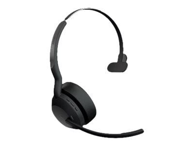 Jabra Evolve2 55 MS Mono - Hodesett - on-ear - Bluetooth - trådløs - aktiv støydemping - USB-A via Bluetooth-adapter - svart - med ladestativ - Zoo...