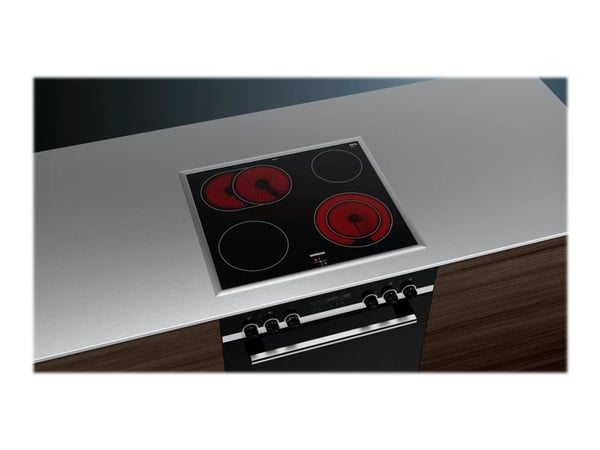 Siemens iQ300 EA645GN17 - Keramisk koketopp - 4 plater - Nisje - bredde: 56 cm - dybde: 49 cm - med rustfritt stål - svart/rustfritt stål