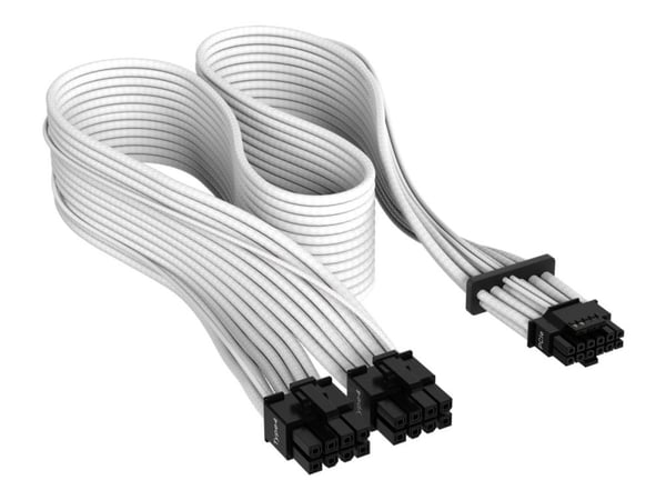 CORSAIR Premium individually sleeved (Type 4, Generation 5) - Strømkabel - 12VHPWR (hunn) til 8-pins PCIe-strøm (hunn) - flat - hvit