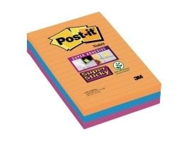 Post-it Super Sticky Notes Boost, linjerede, 101 mm x 152 mm, pakke a 3 stk
