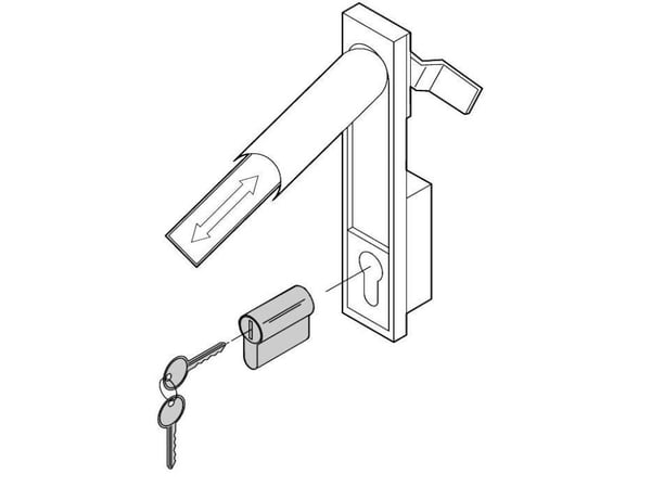 Schroff DIN locking cylinder with adapter