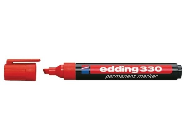 edding 330 - Markør - pysyvä - lasille, metallille, muoville - rød - 1-5 mm
