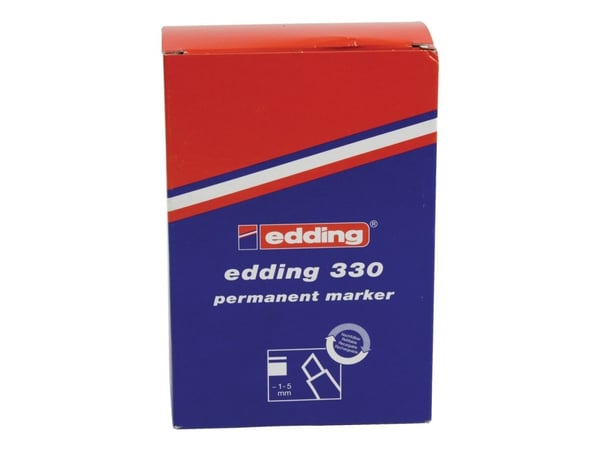 edding 330 - Markør - pysyvä - lasille, metallille, muoville - rød - 1-5 mm
