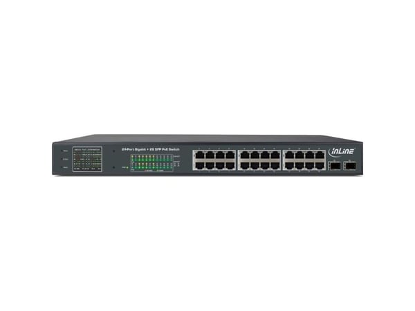 InLine 32324P, Gigabit Ethernet (10/100/1000), Full tosidig, Strøm over Ethernet (PoE), Rack-montering, 1U