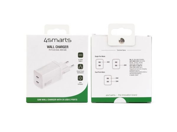 Laddare PDPlug Dual 45W GaN 2C