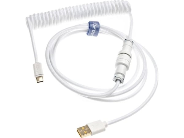 Ducky Premicord - USB-kabel - 24 pin USB-C (hane) till USB (hane) - 1.8 m - lindad, formpressad - kritvit