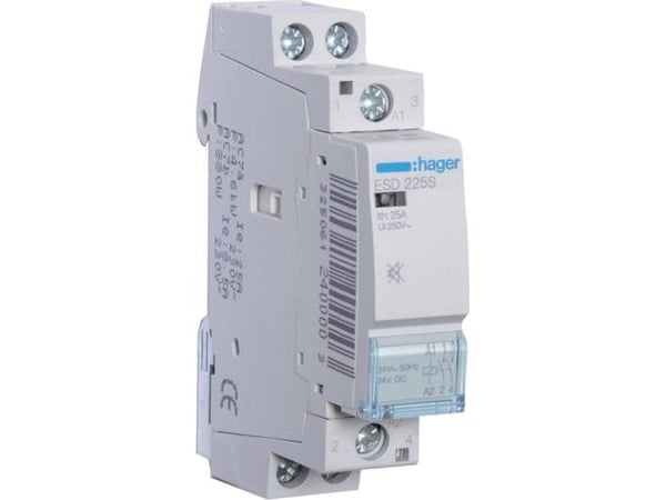 Kontaktor 25A 2 slutte 24V AC 1M brumfri ESD225S ESD225S