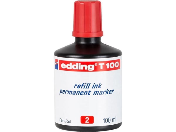 edding T 100 - Muste - pysyvä - punainen - 100 ml