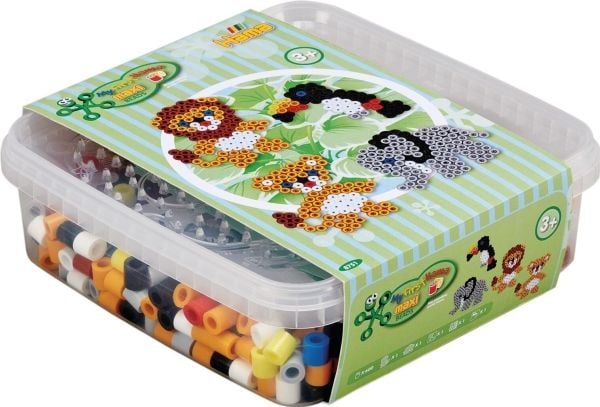 Hama maxi bøtte med perler 600 stk + 2 stiftplater