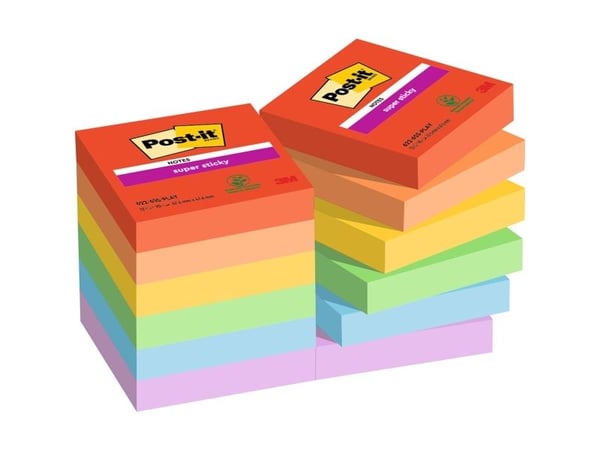 Post-It Sticky Notes Playful, 47,6 x 47,6 mm, pakke a 12 stk