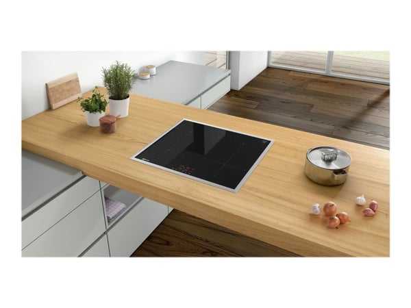 Neff N 50 T36BB40N1 - Induktionshäll - 4 kokplattor - Fördjupning - bredd: 56 cm - djup: 49 cm - med kanter i rostfritt stål - svart / rostfritt stål