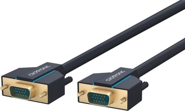 ClickTronic 3m VGA Connection, 3 m, VGA (D-Sub), VGA (D-Sub), Blå, Gull, Hankjønn/hankjønn