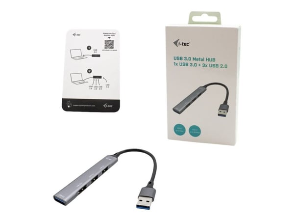 i-Tec USB 3.0 Metal HUB - Hub - 1 x SuperSpeed USB 3.0 + 3 x USB 2.0 - stasjonær