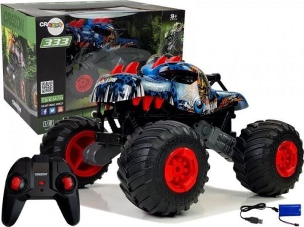 Lean Sports Car Off-Road Vehicle Big Wheels Dinosaur fjernkontrollert 2,4G