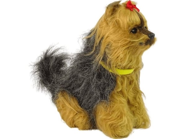 LeanToys interaktiv hund Yorkshire terrier York, plysch som skäller och springer med svans