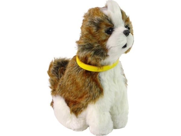 LeanToys interaktiv hund (Shih Tzu) plysch, skäller och rör svansen