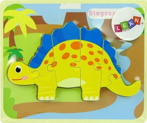 LeanToys Trepuslespill Dinosaur Stegosaurus gul