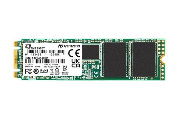 Transcend MTS970T. SSD-lagringskapasitet: 2000 GB, SSD-formfaktor: M.2, lesehastighet: 560 MB/s, skrivehastighet: 520 MB/s, dataoverføringshastighe...