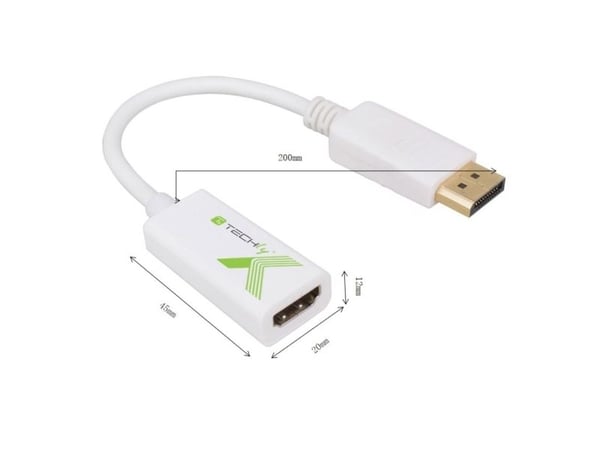 Techly IADAP DP-HDMIFP, 0,2 m, DisplayPort, HDMI, Hankjønn, Hunkjønn, Rett