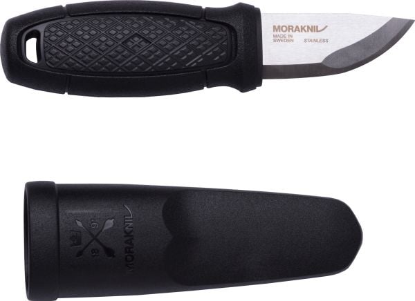 Morakniv Eldris, Single, Jaktkniv, Drop point, Rostfritt stål, Termoplastisk elastomer (TPE), Svart