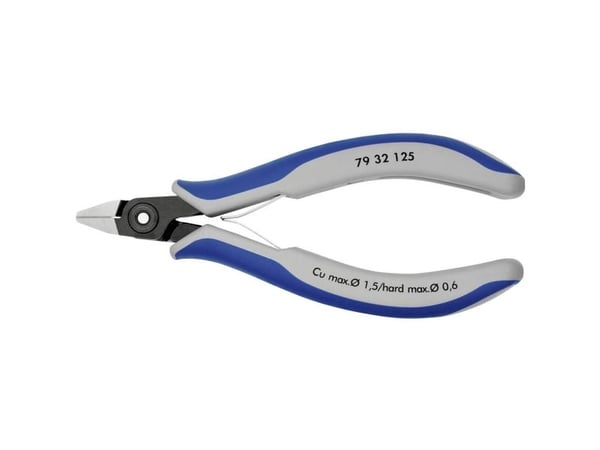 Knipex 79 32 125, Diagonal tang, Kromvanadiumstål, Plast, Blå, Grå, 125 mm, 58 g