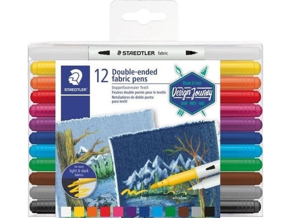 STAEDTLER 3190 - Märkpenna med dubbel spets - för ljus tyg, dark fabrics - blandfärger - fin / ultrafin (paket om 12)