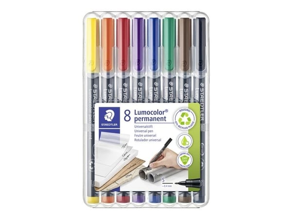 Staedtler 313 WP8, Sort, Blå, Brun, Grønn, Oransje, Rød, Fiolett, Gult, Sort, Polypropylen (PP), 0,4 mm, 1 stykker