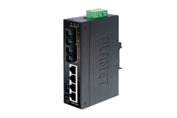 PLANET ISW-621TS15 - Switch - 4 x 10/100 + 2 x 100Base-FX - DIN-skinnemonterbar, veggmonterbar