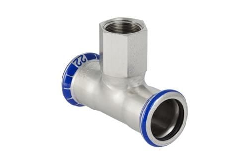 GEBERIT Tee rustfri 35-1/2-35 mm med muff på grenen mapress