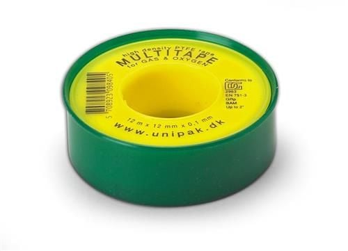 UNIPAK Multitape12m 12x0,1mm til ilt, gas, olie, benzin, drikkevand og varme Temperaturbestandig fra -200 til +260°C