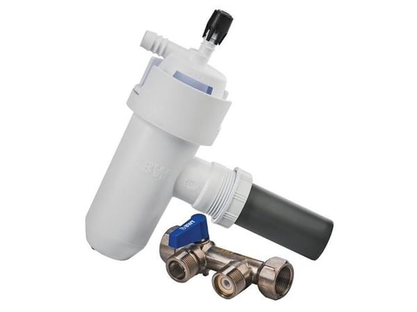 Installationssats för BWT avhärdningsanläggning vattenlås med Ø40 mm anslutning 8 mm överflöde samt inloppskopplingar för spolavlopp & backventil