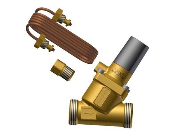 Frese PV Compact differenstrycksregulator DN15 nippel/nippel (5–30 kPa) med kapillärrör & 1/4" adapter