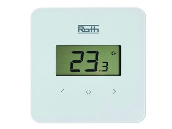 Roth Touchline Standard hvid rumtermostatTrådløs. Med stort display. Temperaturenindstilles nemt med de to touchknapper