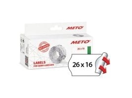 Prisetiket, Meto, Permanent 26x16mm hvid, pakke a 6 stk