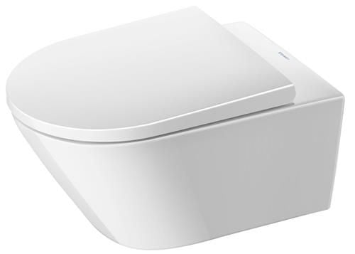 DURAVIT D-Neo hvid højglans Rimless hængeskål - 370x540x400 mm - inklusiv Soft Close toiletsæde med rustfri beslag. Boltafstand 180 mm.