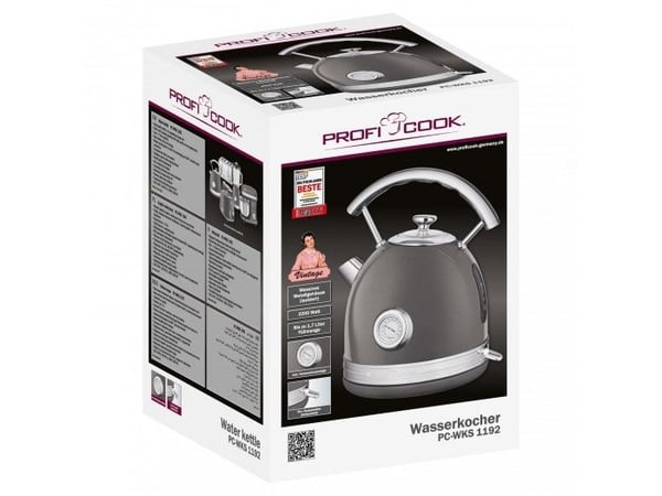 ProfiCook Vintage PC-WKS 1192 - Kjele - 1.7 liter - 2.2 kW - antrasitt