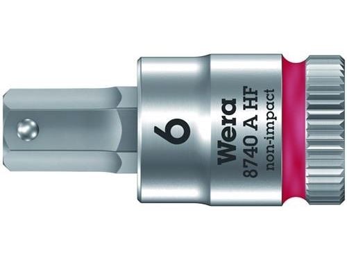 Wera 05003337001 8740 A HF Zyklop hylsyadapteri kuusiokantaruuveille, 1/4" pidätystoiminnolla, 6, 0 x 28 mm, punainen, Sokkel, 1/4", metrinen, 1 ho...
